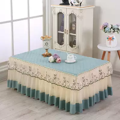 Solid color thickened fabric Coffee table cover Dining table fabric cover tablecloth TV cabinet dust cover Multi-purpose lace electric stove cover cloth