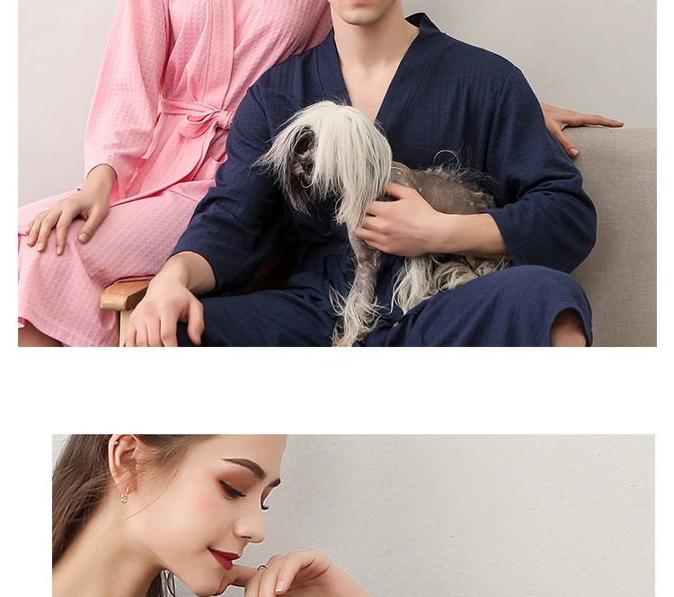 Áo choàng tắm nữ mùa hè khăn tắm khách sạn cặp vợ chồng bánh quế yukata mỏng thẩm mỹ viện thẩm mỹ gợi cảm áo ngủ nam dịch vụ nhà áo ngủ đẹp