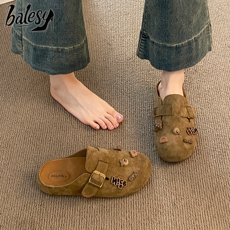 British Genuine Leather Birkenstock-Style Mules for Women, 2026 New Summer Thick-Soled Slip-On Lazy Shoes