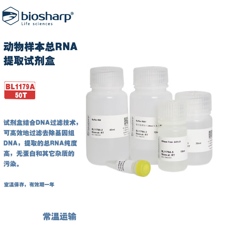 BIOSHARP  白鲨 BL1179A 动物样本总RNA提取试剂盒 50T/盒
