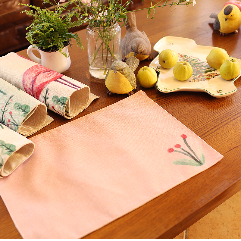 Bắc Âu và Mỹ phong cách flamingo placemats pad bảng khăn trải bàn cách nhiệt pad trang trí vải coaster bát mat bàn cà phê trang trí vải khăn trải bàn tết