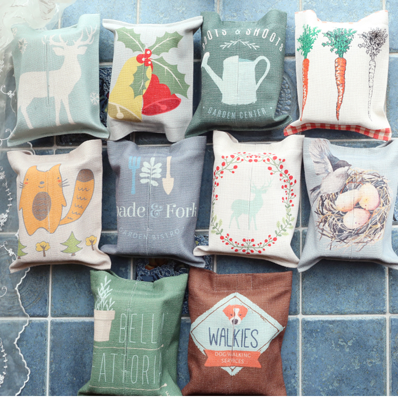 Literature cotton linen tissue box set paper towel bag napkin paper towel box decorative set car with paper towel cover small