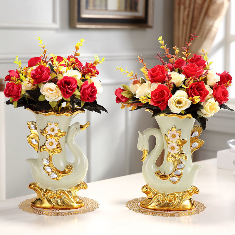 European-style ceramic countertop vase living room flower arrangement TV cabinet decoration creative indoor decoration dried flower vase decoration