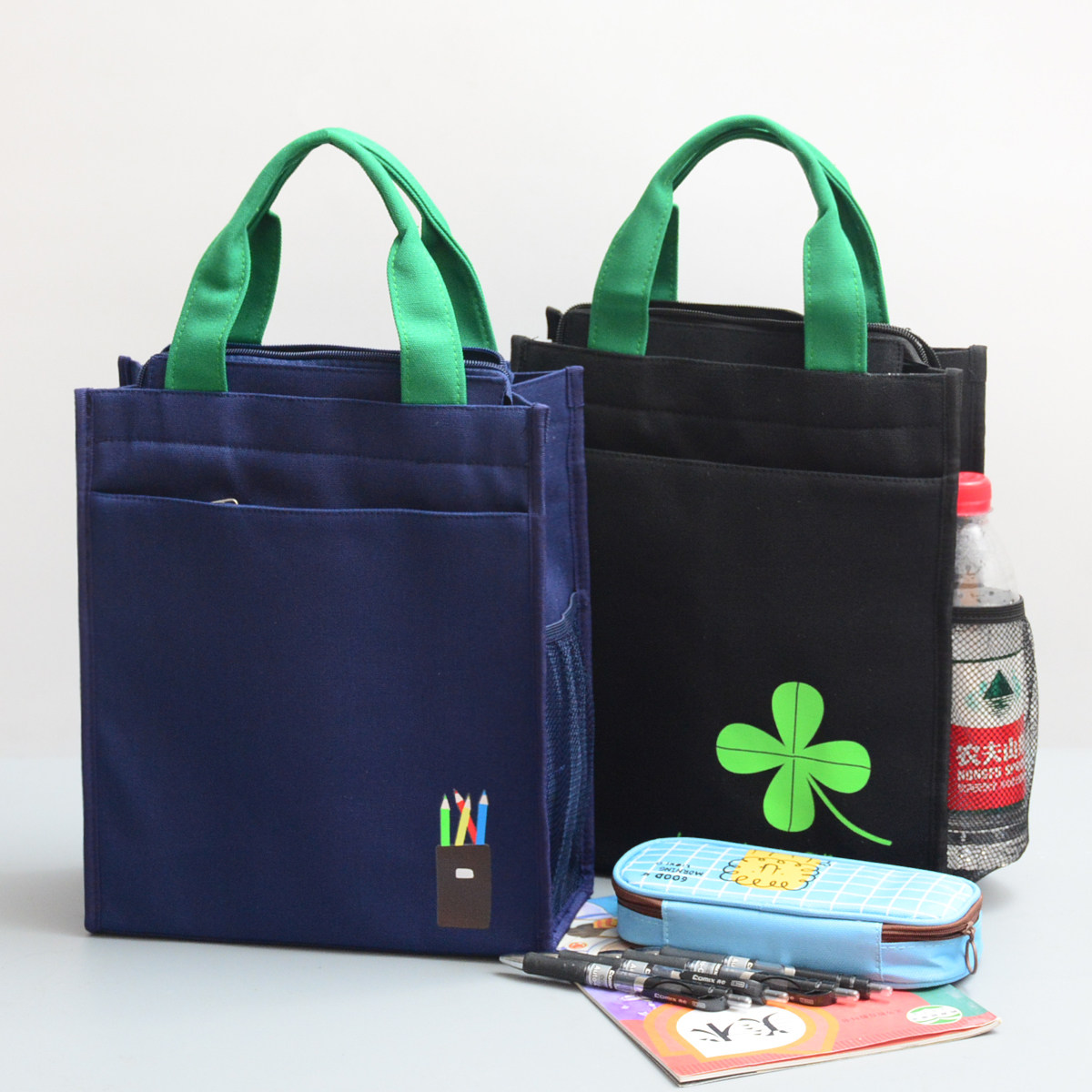 Primary school students handbag art bag canvas tuition bag remedial bag junior high school student file bag waterproof children carry book bag