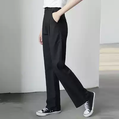 Wide leg pants female Korean summer high waist drape straight suit pants loose casual simple drop feel mopping trousers