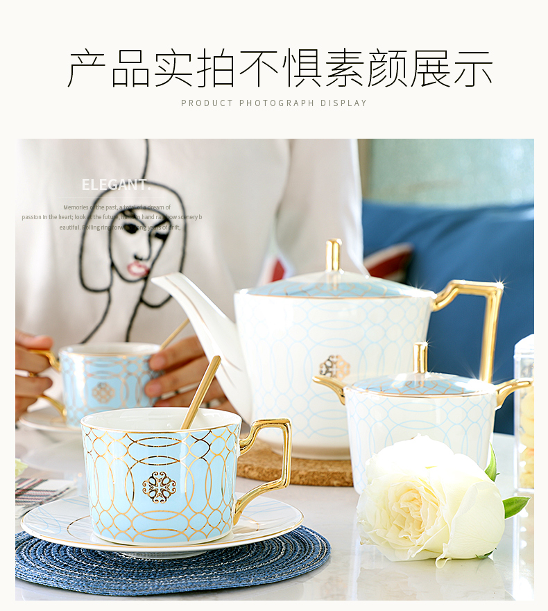 European style afternoon tea tea set suit English coffee cup gold plated ipads porcelain teapot home coffee set with a small key-2 luxury