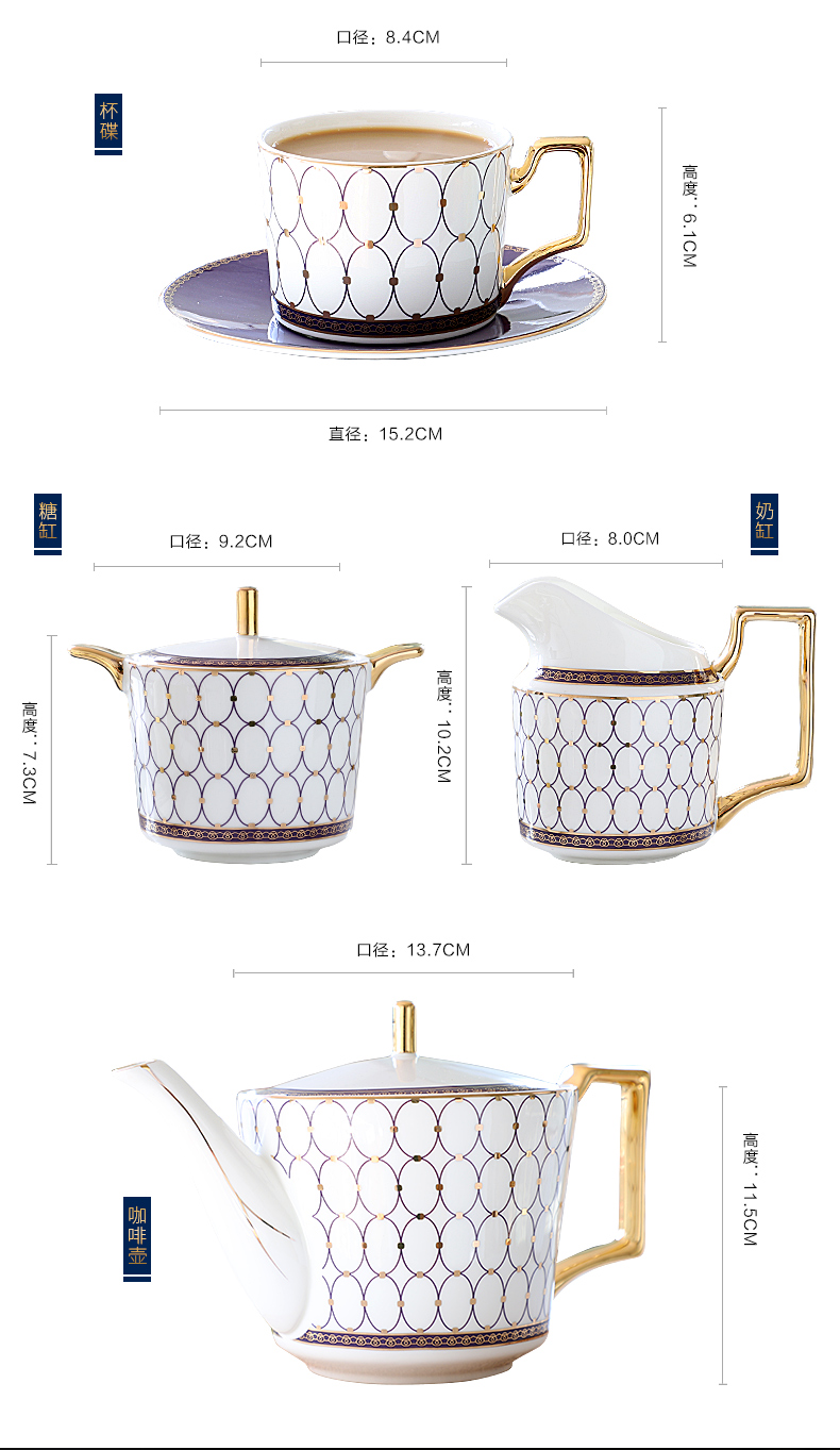 European style afternoon tea tea set suit English coffee cup gold plated ipads porcelain teapot home coffee set with a small key-2 luxury