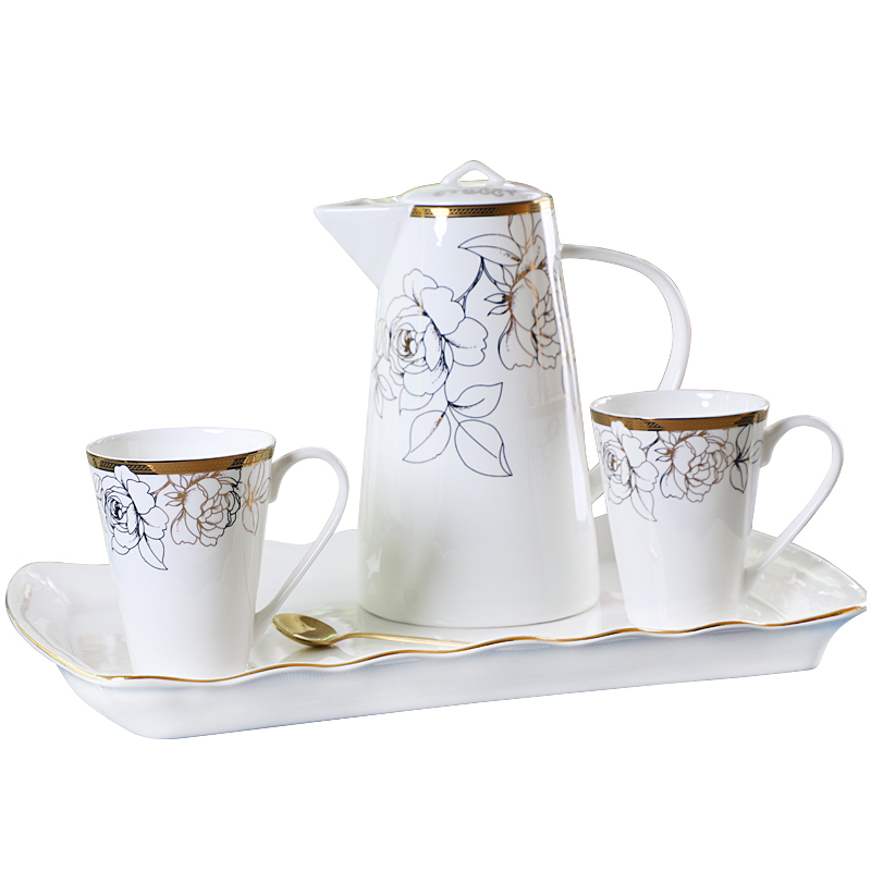 Cup of tea set suit household glass Cup tray was sitting room water with European Cup heat - resisting teapot kettle gift box