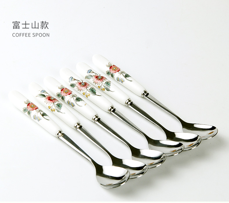 [article to transport] han edition ipads China tea service of form a complete set of coffee spoon 】 【 small coffee spoon, spoon, ceramic cream run out