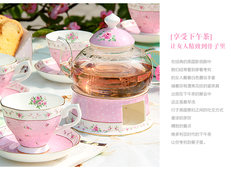 Glass teapot set ceramic teapot cooked fruit tea and tea cups heating household candles