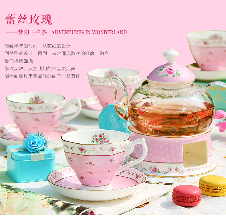 Glass teapot set ceramic teapot cooked fruit tea and tea cups heating household candles