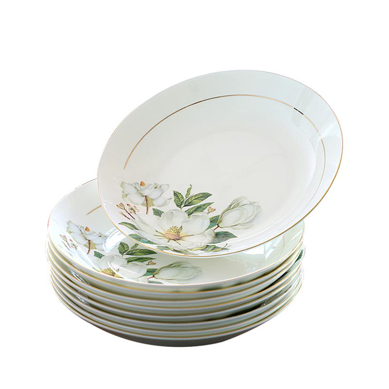 Ipads porcelain dishes son home round 8 inches FanPan deep dish pastoral light European - style key-2 luxury tableware 6 sets