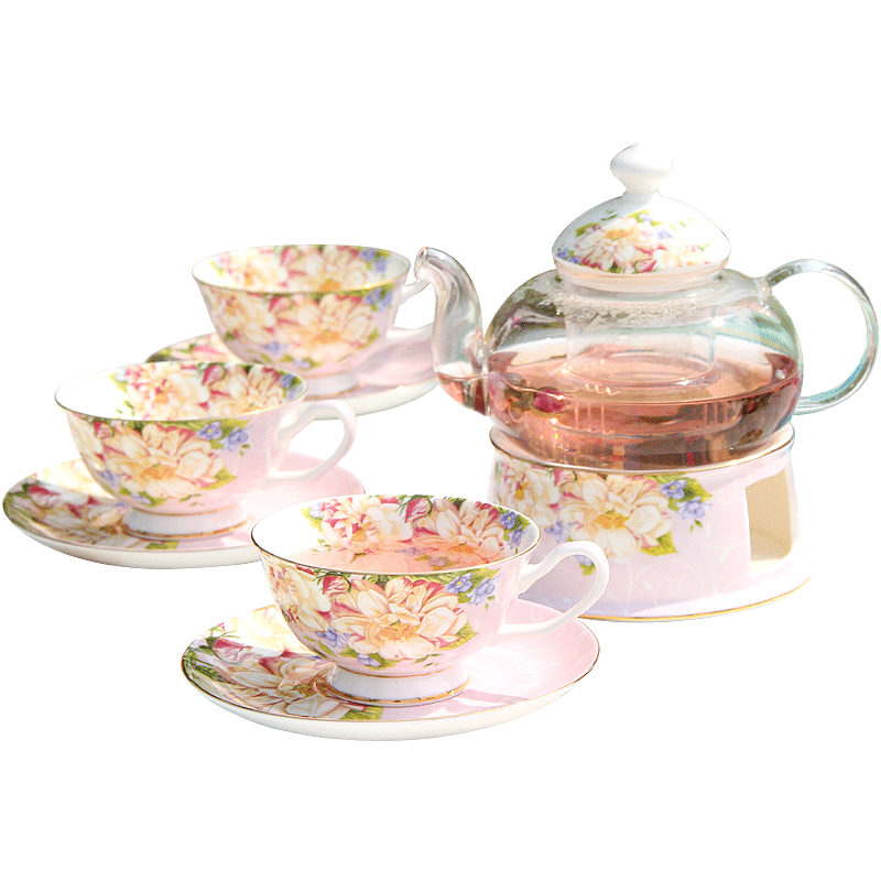 Afternoon tea tea cups fruit tea pot set heating ceramic light key-2 luxury glass tea cups household candles