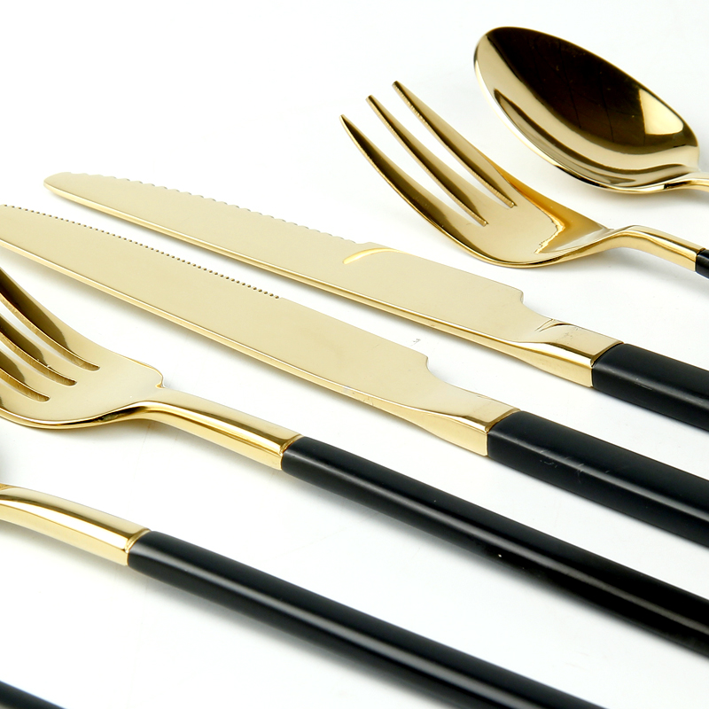 Western food knife and fork spoon appliance products to transport 】 【 steak knife knife Lord tea spoon, soup more drawing black gold