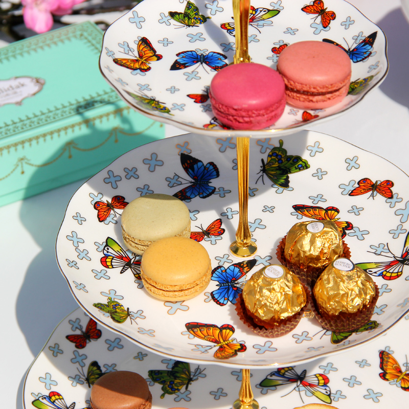 Snack ceramic cake plate European - style three dim sum dish creative ipads China afternoon tea fruit dried fruit plate