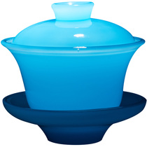 Rongshan Hall Ice Blue Jade Porcelain Tri-cover Bowl Tea Bowl Tea Bowl Tea Bowl tea Thickening Woman Glass Large Glazed Kung-fu Tea Set Accessories