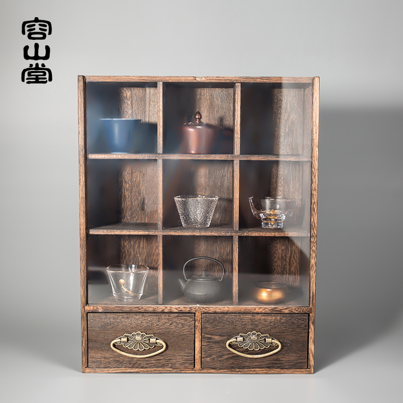 Rongshantang Solid Wood Tea Cup Shelf Tea Set Storage Cabinet