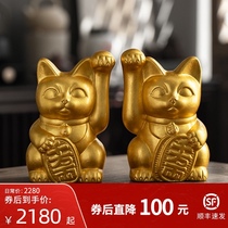 Tonghe Japan imported foil A gold leaf lucky cat ornament Living room entrance decoration Housewarming gift creative gift