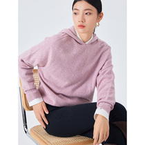 One Wei evewang te heavyweight 100% basulan wool yarn ladies casual pullover hooded knit