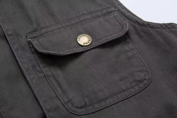Mới vest trung niên nam ngoài trời mùa xuân và mùa thu mô hình cotton lỏng nhiều túi vest cha mặc vest vest áo ba lỗ tập gym