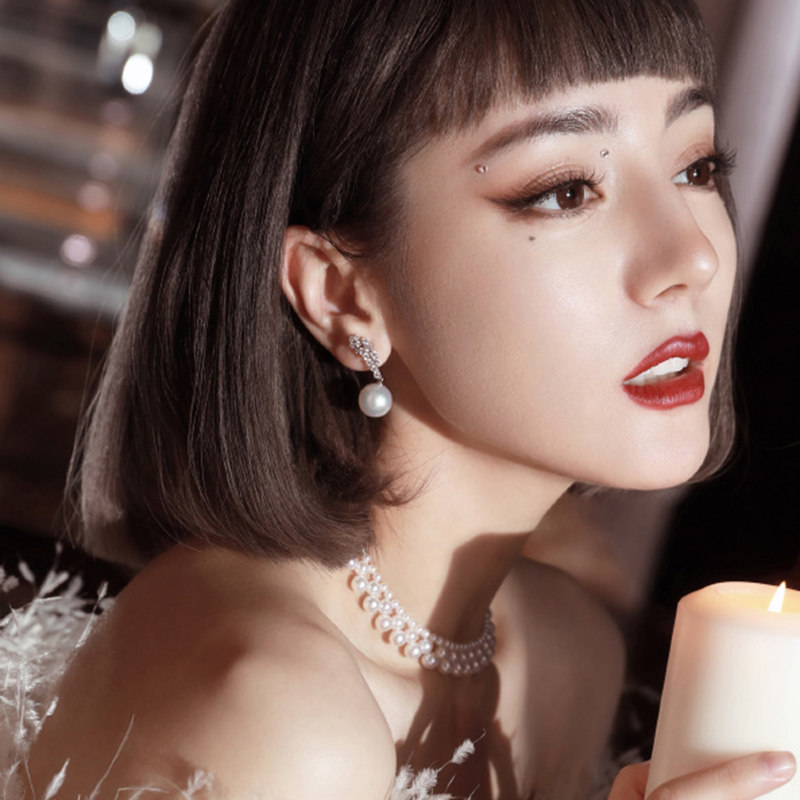 Di Lieba's same style wig female short straight hair eyebrows air bangs natural lifelike fluffy bob head full headgear