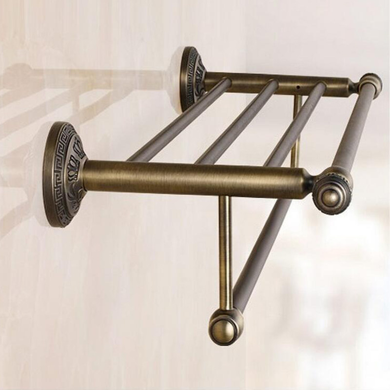 High-height Lanching ancient bronze European-style vintage Chinese bathroom shelve towel rack bath towels G26808-1G