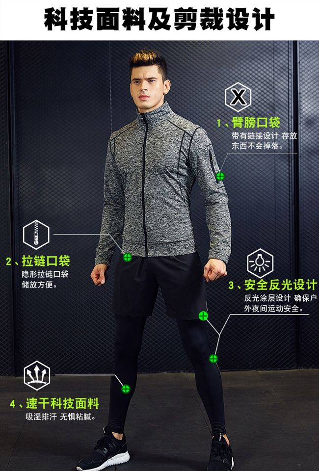 Quần áo thể dục nam nhanh khô, bó sát chạy bộ thể thao co giãn cao bốn hoặc năm bộ đồ thể dục thể thao mùa thu và mùa đông mua quan ao yoga