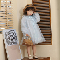 Girls dress 2021 spring dress children Korean mesh gauze puffy dress little girl long sleeve fashionable style princess dress