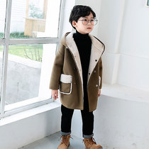 Boys autumn and winter woolen coat 2021 Korean version of new childrens lamb cashmere foreign coat fur one childrens clothing tide
