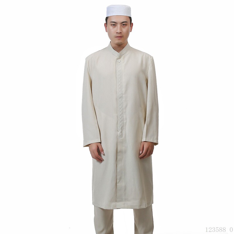 Hui Ethnic Clothing New Style Summer Ethnic Clothing Mid-Length Cardigan Stand Collar Hui Linen Coat Men's Clothing Hui Ethnic Clothing New Style Summer Ethnic Clothing Mid-Length Cardigan Stand Collar Hui Linen Coat Men's Clothing
