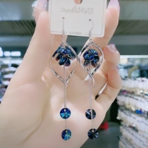 2020 new trendy Austrian crystal tassel earrings womens long fashion personality exaggerated earrings modify face shape