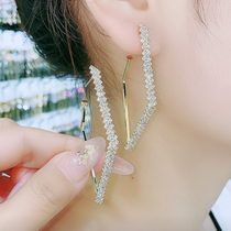 Rhomboid Ear Rings 2021 New Tide Womens Rings Earrings Earrings Temperament Superior Silver Pin Personality Hyperboly Earrings Inlaid Drill