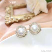 Liyin 2020 new trendy sterling silver needle large pearl simple temperament earrings elegant earrings high-end earrings female