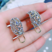 Full Drill Workplace Ear Nail Temperament Advanced Atmosphere Superior Feel Earrings 2021 New Tide Silver Needle Method Ear Button Accessories