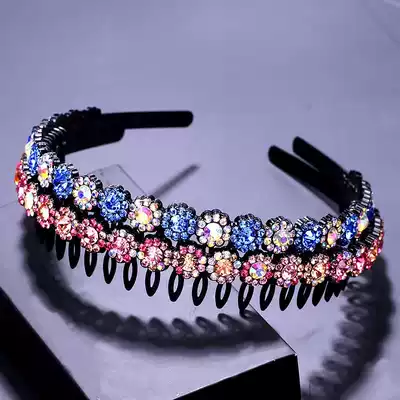 The headband wash dressing comb aunt teeth headband hairclip female girls with cave Diamond pressure by the elegant toothed bangs up