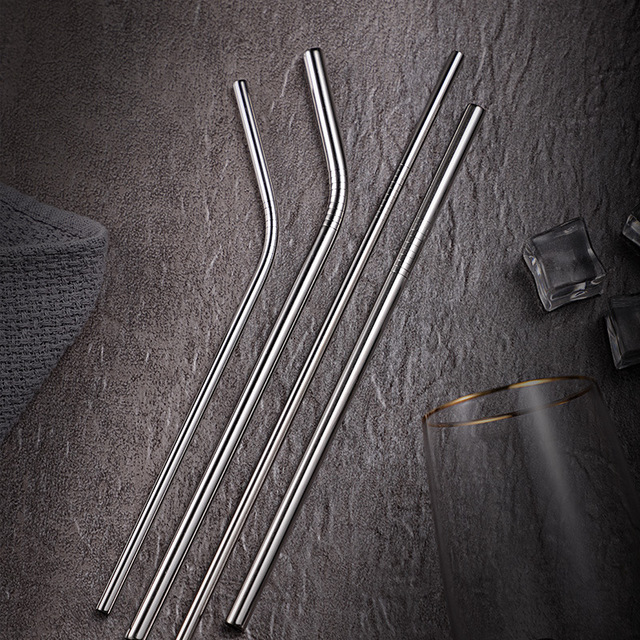 304 Metal Stainless Steel Straw Thread Bent Straight Straw Milk Tea Juice Coffee Straw Stir Stick Manufacturer Direct