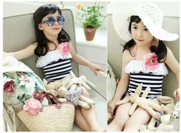 [] Đồ bơi trẻ em Xiêm chia trẻ em nữ sinh trung học có mũ - Bộ đồ bơi của Kid