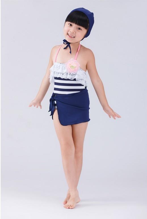 [] Đồ bơi trẻ em Xiêm chia trẻ em nữ sinh trung học có mũ - Bộ đồ bơi của Kid đồ bơi cho be gái