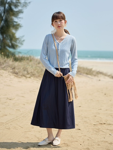 Японская тонкая длинная юбка, эластичная талия, А-силуэт