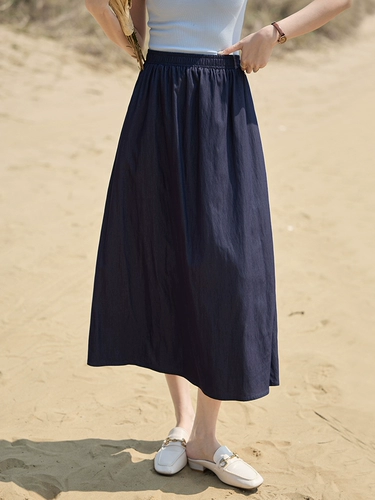 Японская тонкая длинная юбка, эластичная талия, А-силуэт