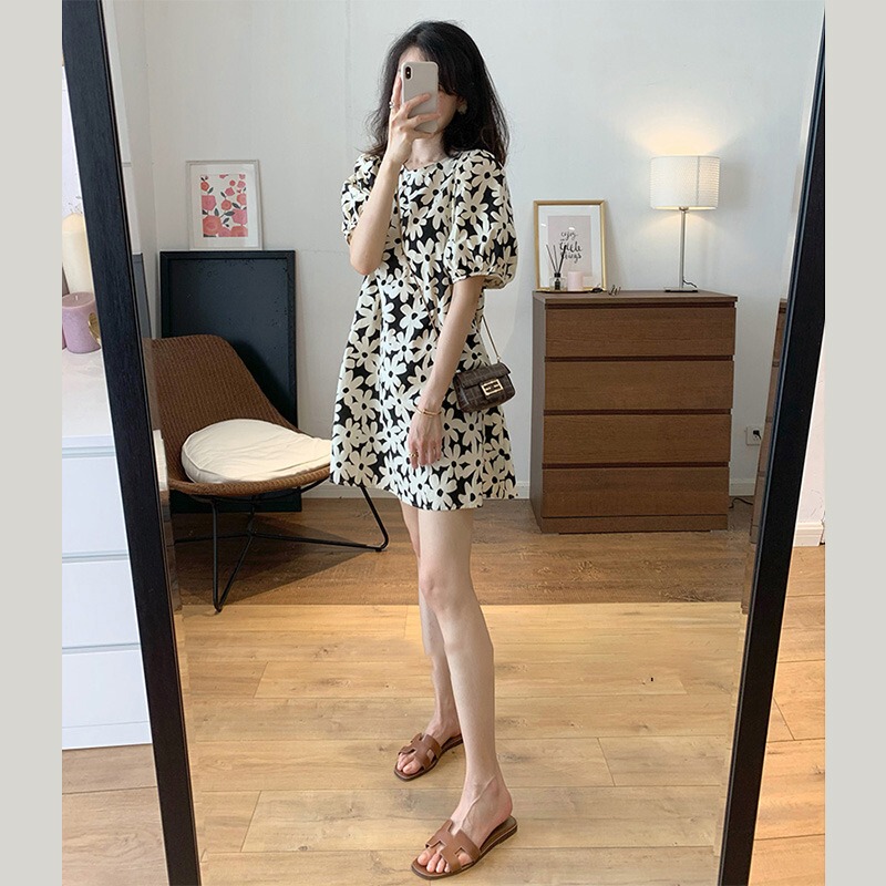 Little Daisy Floral Maternity Dress Summer Dress for Women Summer Puff Sleeve Skirt Short Skirt Pregnancy A-Line Skirt