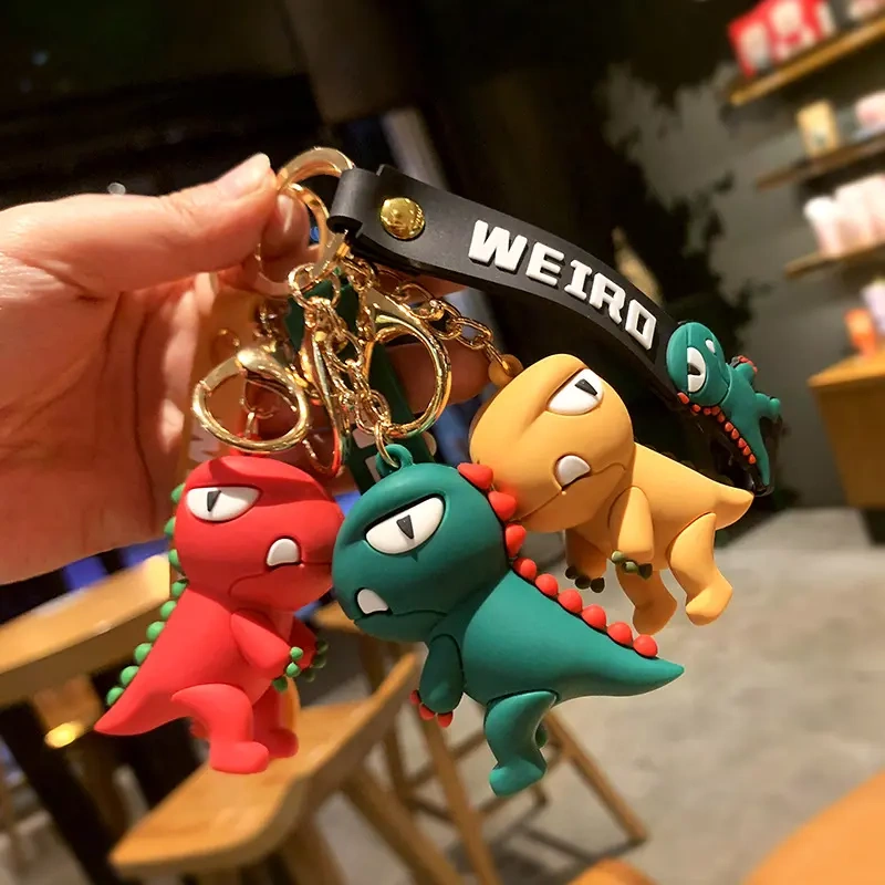 Pvc Soft Rubber Small Dinosaur Cartoon Animal Doll Keychain Pendant Creative Gift Direct Sale