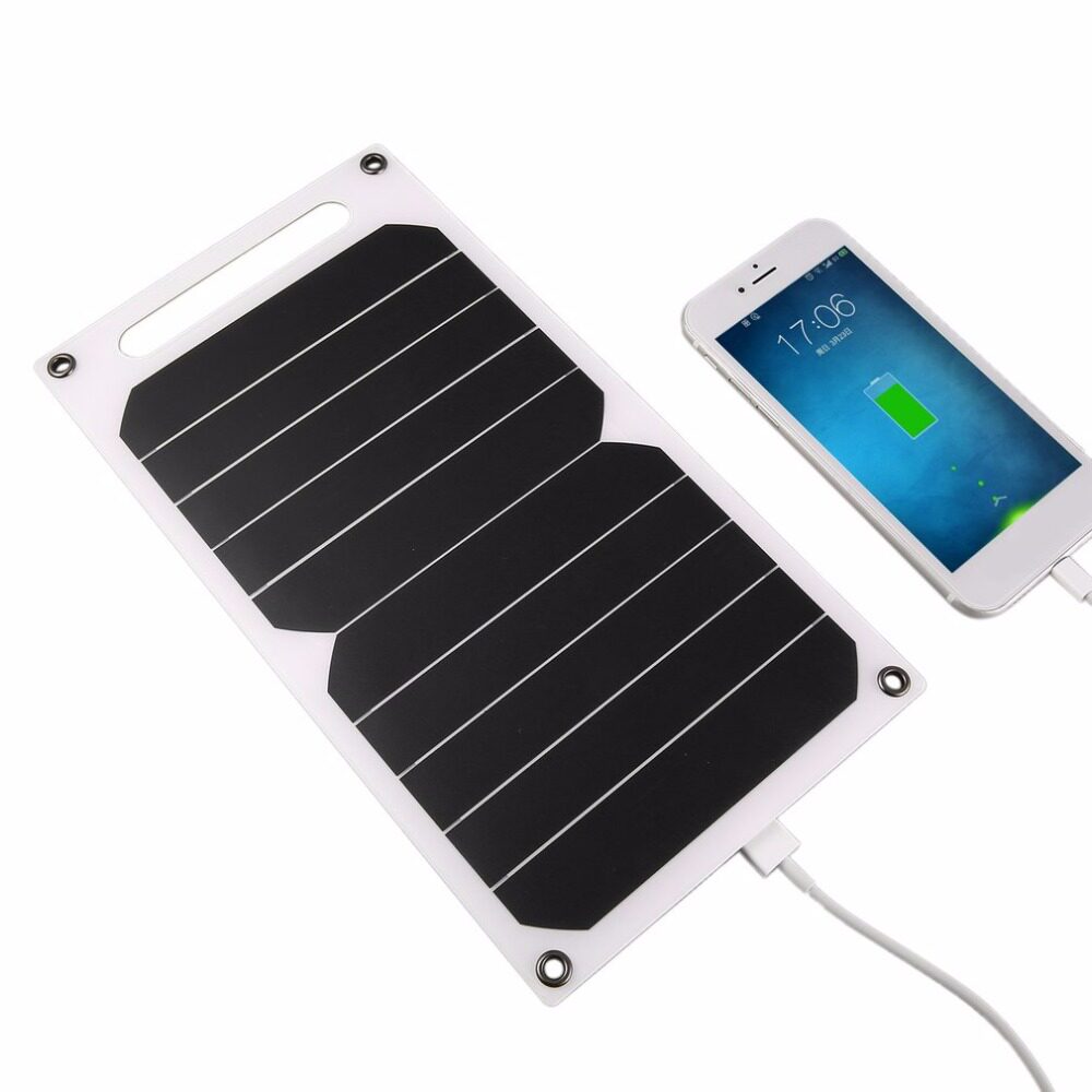 5V5W portable sunpower solar silicon charging panel light single USB charger brand outdoor mobile phone