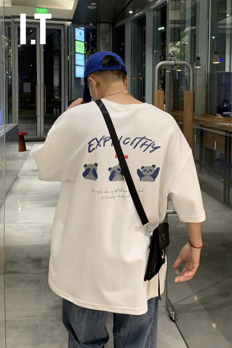 Hong Kong Tide Summer Cartoon Short-sleeved T-shirt for Half-sleeved Pure Cotton Botton Sweater