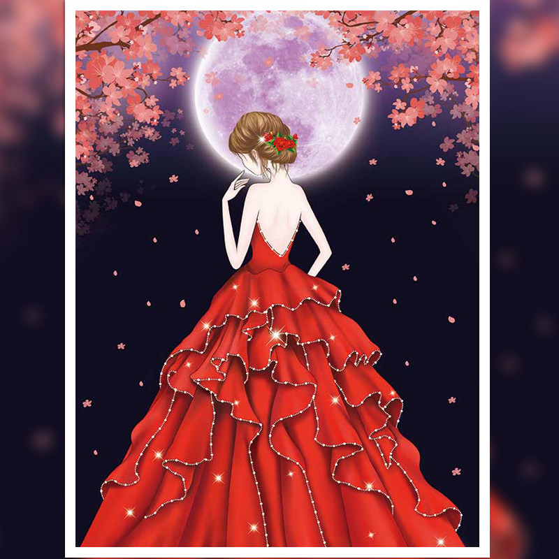 Mona Lisa Cross embroidered Fanhua back movie starred romantic wedding dress girl Big Four strands embroidered cotton thread full embroidery