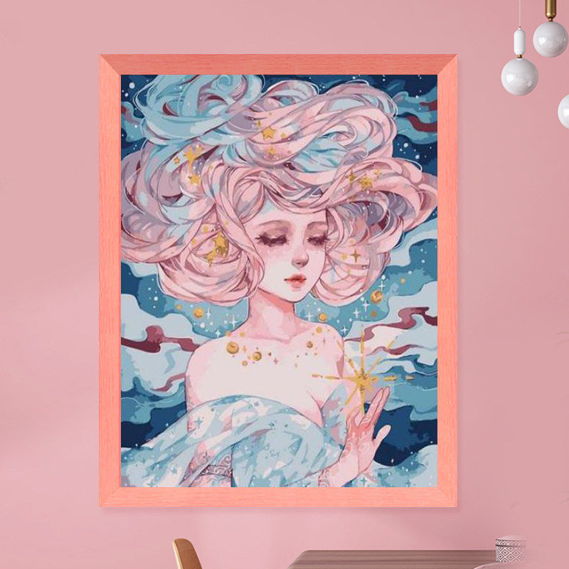 Mona Lisa cross stitch new flower banquet girl cartoon anime girl living room bedroom character small picture self embroidery