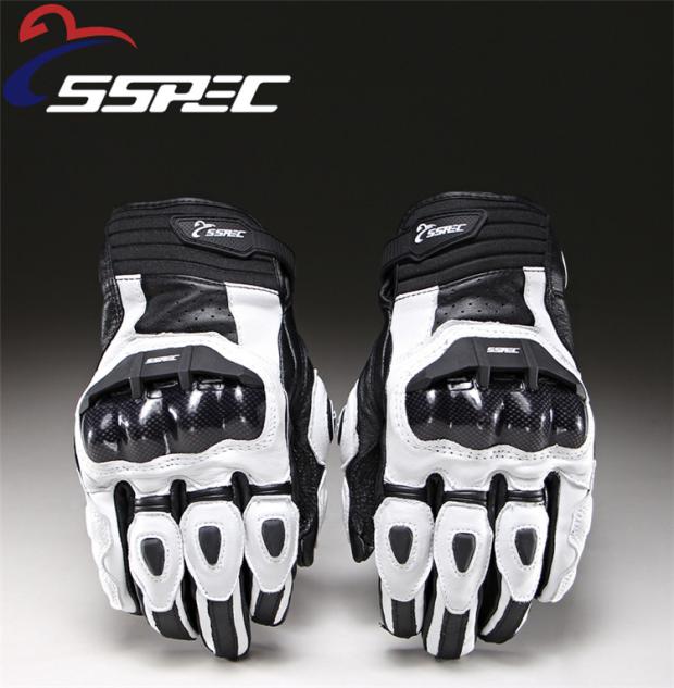 SSPEC Motorcycle Knight Gloves Leather Carbon Fiber Wheels Racing Gloves Short Gloves