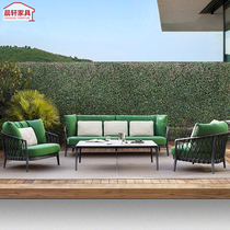 Outdoor Nordic courtyard sofa living room fully furnished cafe real rattan chair outdoor balcony leisure sunscreen rattan sofa