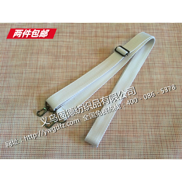 Factory Shop White 3 2CM Wide Canvas Shoulder Strap Skew Satchel Pocket Cotton With Black Nickel Color Alloy Accessories Bag Strap