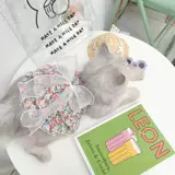 Летнее хлопковое тонкое платье-комбинация с бантиком, цветочный принт